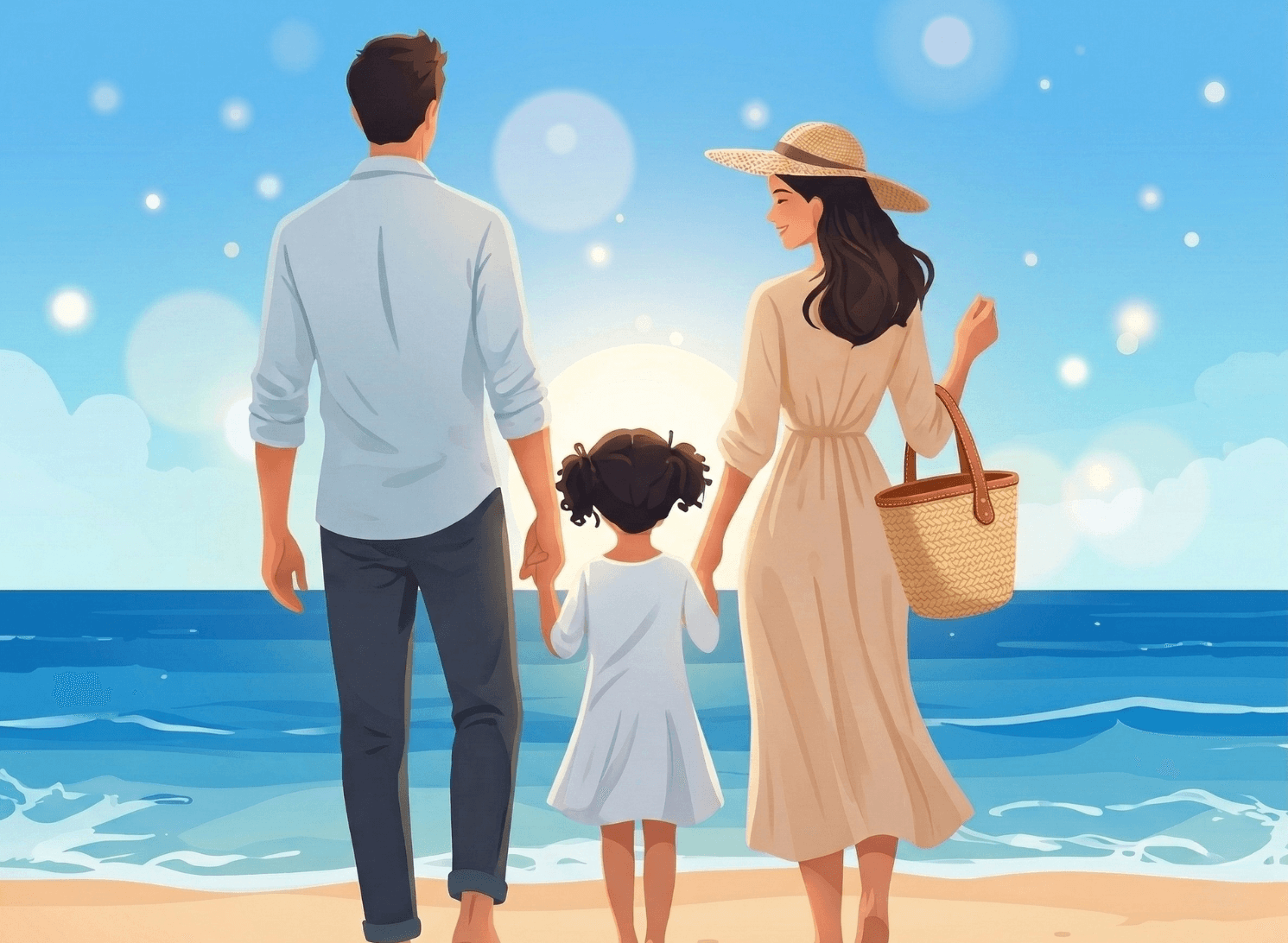 Family on the beach